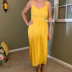 OLD NAVY XS NWT YELLOW STRIPED MIDI DRESS